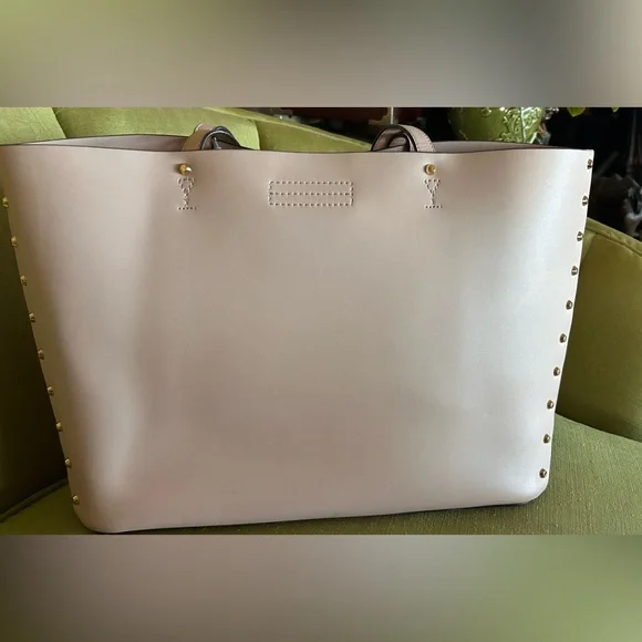 Michael Kors $558 EUC Blush Pink Manhattan Studded Shopper Tote bag EUC - Picture 5 of 8